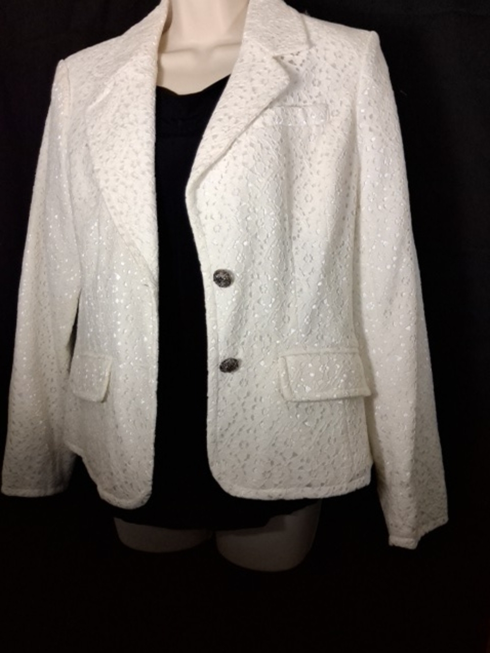 WD.NY White Lace Notch Lapel Blazer